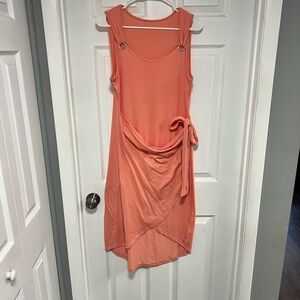 Elegant Coral Sleeveless Dress Size L